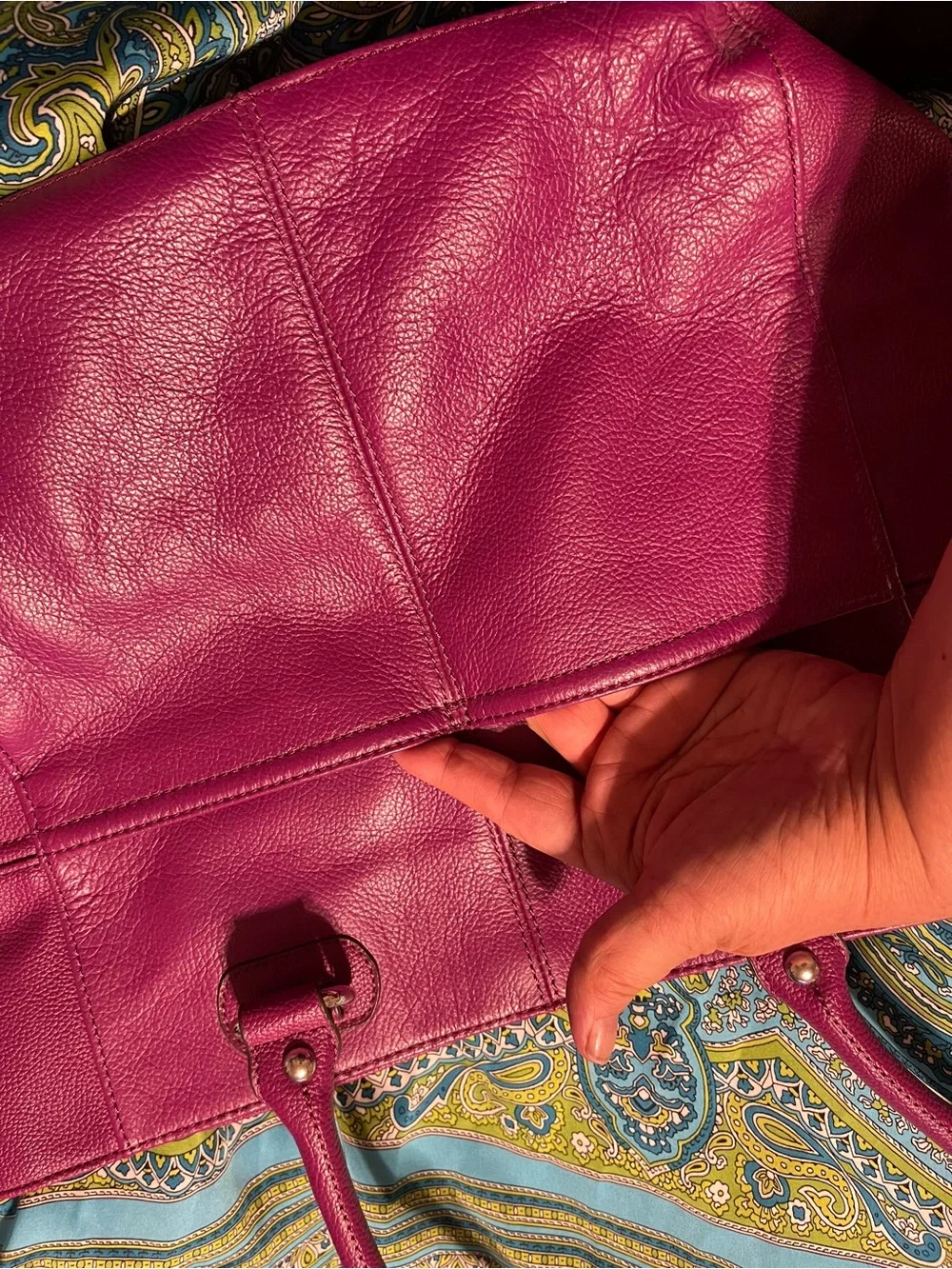 Fuchsia pebbled leather tote